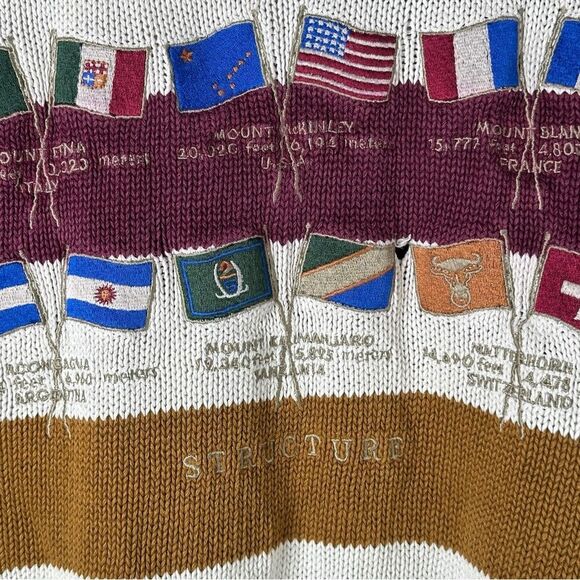 Vintage Structure Striped International Flag Embroidered Crewneck Sweater Large - Picture 3 of 6